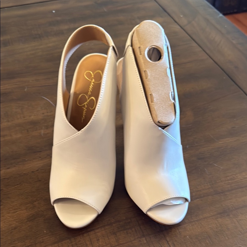 Off White Peep-toe Heels
